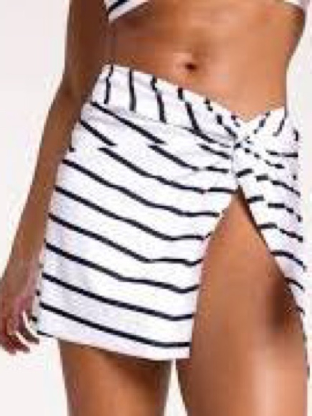 CALIA Textured Stripe Twist Front Swim Cover Up Skirt M NWT